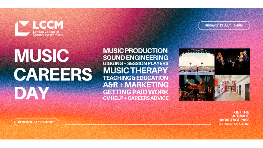 It's not all about being centre stage as the big-name artist. There's a whole range of careers available in music – come along and find out on Friday 21st July! 